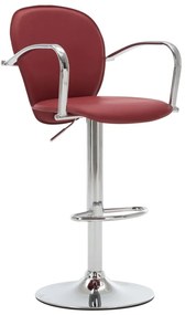 vidaXL Banco de bar c/ apoio de braços couro artificial vermelho tinto