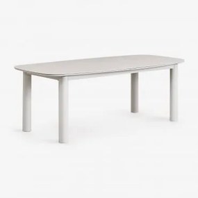 Mesa De Jantar Retangular Extensível 220-280x100 Cm Em Cerâmica E Alumínio Zinti Crema - Sklum