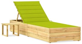 Espreguiçadeira de jardim com mesa e almofadão pinho impregnado