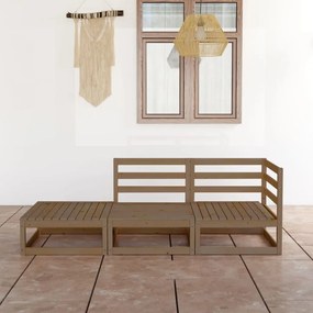 vidaXL 3 pcs conjunto lounge de jardim pinho maciço castanho mel