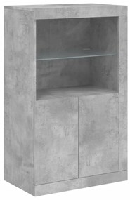 Aparador com luzes LED 202x37x100 cm cinzento cimento
