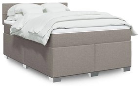 vidaXL Cama com molas/colchão 140x190 cm tecido castanho-acinzentado