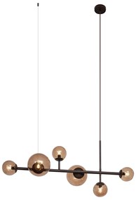 Candeeiro suspenso Hotel Chic bronze escuro com vidro bronze 6-luzes - Monaco Chique de hotel