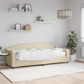 Sofá-cama com colchão 80x200 cm tecido cor creme