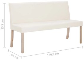 Banco 139,5 cm couro artificial cor creme