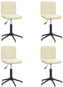 vidaXL Cadeiras de jantar giratórias 4 pcs veludo cor creme