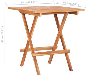 Mesa de bistrô dobrável 60x60x65 cm madeira teca maciça