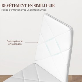 Conjunto de 2 cadeiras de sala de jantar com encosto alto, revestimento sintético e pés em aço, branco