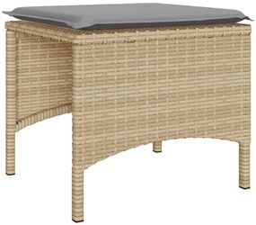 Sofá de jardim de 2 lugares com mesa e bancos vime PE bege