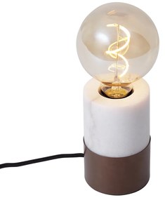 Candeeiro de Mesa Moderno Bronze com Mármore Branco - Marissa Moderno