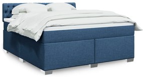Cama com molas/colchão 180x200 cm tecido azul