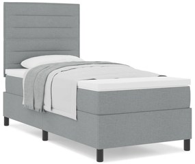 Cama Box Spring com Colchão Cinza Claro Individual Tecido