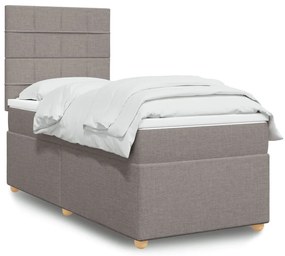 Cama com molas/colchão 90x200 cm tecido castanho-acinzentado