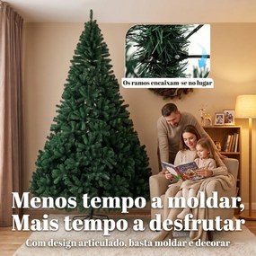 Árvore de Natal em Abeto 270 cm com Ramos Articulados 2418 Pontas em PVC Ignífugo Montagem Rápida Base em Aço Verde