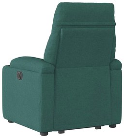 Poltrona reclinável elevatória elétrica tecido verde-escuro
