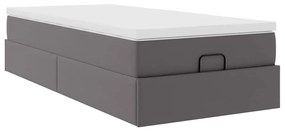 moldura de cama síriaXL otomana com colchão cinza 90x200cm couro falso