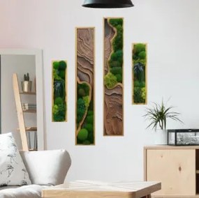 Autocolante Tríptico (4pcs) - Vertical Contraste Musgo e Madeira