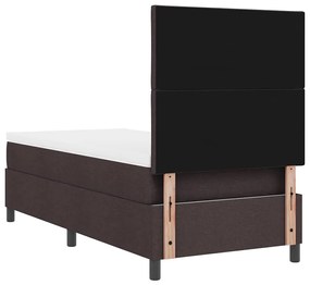 Cama Box Spring com Colchão Castanho Escuro 90x200 cm Tecido