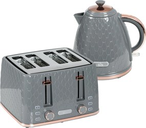 HOMCOM Conjunto de cozinha 2-em-1, torradeira e chaleira, várias opções, 1,7 L, 4 fatias de torrada ao mesmo tempo, plástico, Cinza | Aosom Portugal