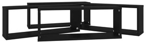 Prateleiras parede forma de cubo 4 pcs derivados madeira preto