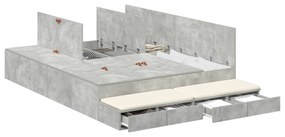 Estrado de Cama Cinza Concreto 150x200 cm