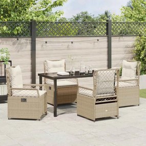 Conjunto de Jantar de Jardim de 5 Peças em Rattan Sintético Bege