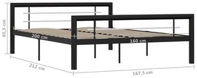 Estrutura de cama 160x200 cm metal preto e branco