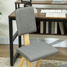 Cadeira Ergonómica de Joelhos com Encosto Almofadas Acolchoadas Estrutura de Madeira para Melhor Postura 51x84x93 cm Cinzento