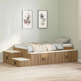 vidaXL Cama de Armazenamento Artisan Carvalho 90x190 cm