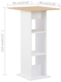 Mesa de bar 60x60x110 cm branco e carvalho sonoma