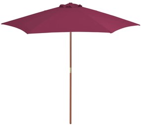 Guarda-sol de exterior poste madeira 270 cm vermelho bordô