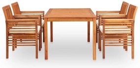 5 pcs conjunto de jantar exterior c/ almofadões acácia maciça