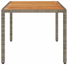 Mesa de jardim c/ tampo em madeira de acácia vime PE cinzento