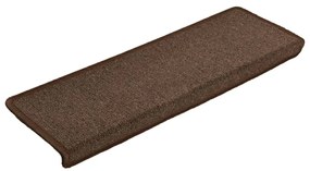 Tapete/carpete para degraus 15 pcs 65x21x4 cm castanho