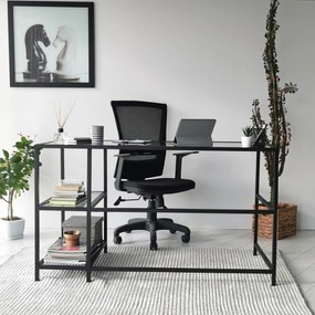 Secretária Master – Preto Fumado – 130 cm x 75 cm x 60 cm