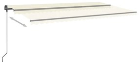 Toldo retrátil manual com postes 6x3,5 m cor creme