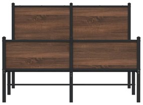 Estrutura de cama sem colchão 120x190cm metal carvalho castanho