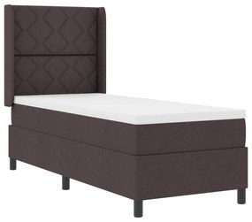 Cama Box Spring vidaXL com Colchão e LED Marrom Escuro 90x190 cm Tecid