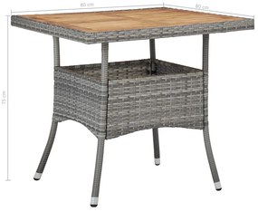 5 pcs conjunto de jantar p/ jardim vime PE e acácia cinzento
