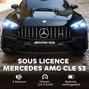 Carro elétrico infantil Mercedes AMG CLE 53, 12 V, 2 motores, comando parental de 2,4 GHz, 99 x 55 x 43 cm, preto
