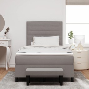 Cama Box Spring com Colchão &amp; Banco Taupe 120x190 cm Tecido