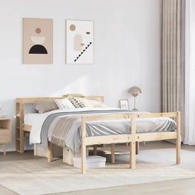 vidaXL Cama para idosos com cabeceira 150x200 cm pinho maciço