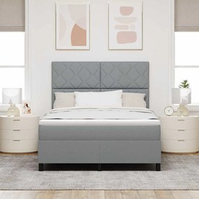 Cama Box Spring com Colchão Cinza Claro 160x200 cm Tecido