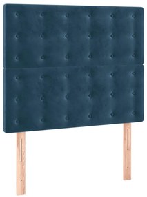 Cama boxspring com colchão 120x200 cm veludo azul-escuro