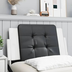 vidaXL Almofadão de cabeceira 90 cm couro artificial preto e branco