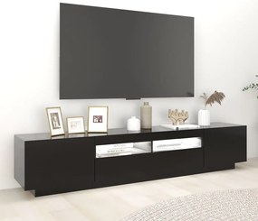 Móvel de TV com luzes LED 200x35x40 cm preto