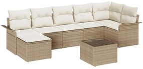 Conjunto de Sofá de Jardim 8 Peças com Almofadas de Rattan Marrom.