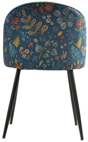 Conjunto 4 Cadeiras Jantar CARNAVAL SKY BLUE, metal, tecido veludo azul com carnaval