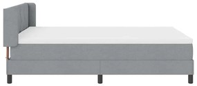 Cama Box Spring com Colchão Cinza Claro, 140 x 200 cm, Tecido