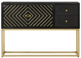 Aparador 110x30x75cm madeira de mangueira maciça preto/ dourado